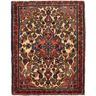 Arak Persian Rug 2'6" x 1'12" - Semi Antique Medallion Crimson, Red Hand Knotted | front view | SKU 111206