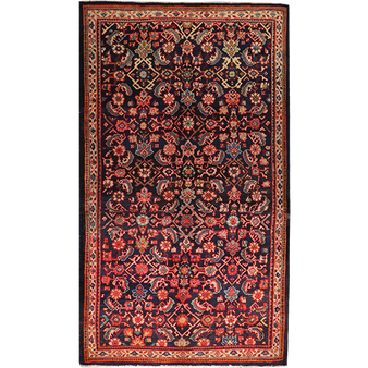 Arak Persian Rug 10'1" x 5'8" - Semi Antique Medallion Crimson, Red Hand Knotted | front view | SKU 111323