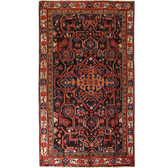 Tuyserkan Persian Rug 8'10" x 4'11" - Semi Antique Medallion Navy Blue, Blue Hand Knotted | front view | SKU 111372