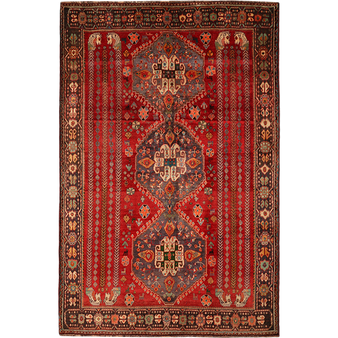 9' 3 x 6' 1 Qashqai Authentic Persian Hand Knotted Area Rug | Los Angeles Home of Rugs