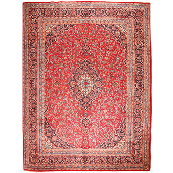 12' 6 x 9' 1 Kashan Authentic Persian Hand Knotted Area Rug | Los Angeles Home of Rugs