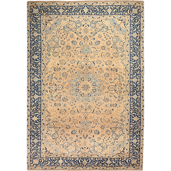 Najafabad Persian Rug 11x7 ft - Semi Antique Medallion Red, Beige Hand Knotted | front view | SKU 111639