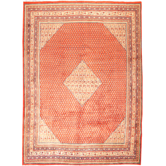 Arak Persian Rug 11'8" x 8'5" - Semi Antique Medallion Crimson, Red Hand Knotted | front view | SKU 111684