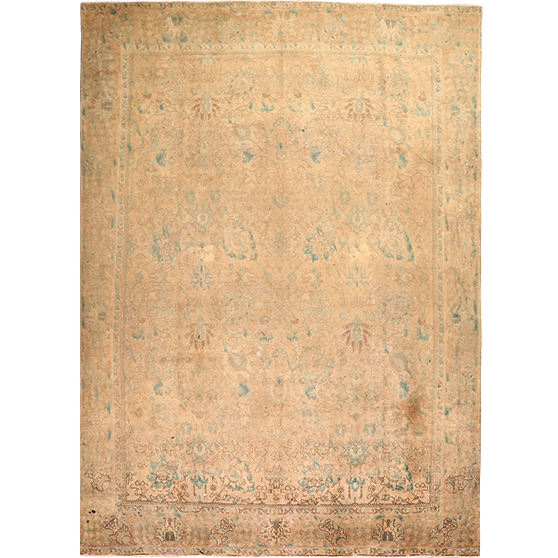 Tabriz Persian Rug 11x7 ft - Semi Antique Medallion Red, Cream Hand Knotted | front view | SKU 111901