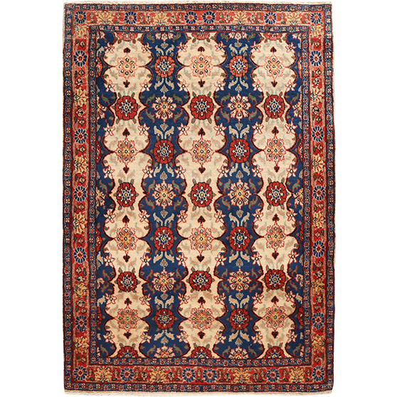 Veramin Persian Rug 5'3" x 3'6" - Semi Antique Vagireh Blue, Navy Blue Hand Knotted | front view | SKU 111952