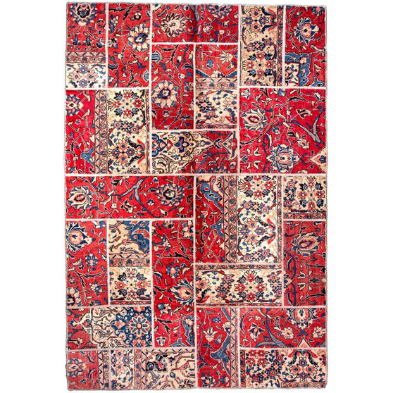 Mahal Persian Rug 8'10" x 5'11" - Semi Antique Medallion Ivory, Pink Hand Knotted | front view | SKU 112035