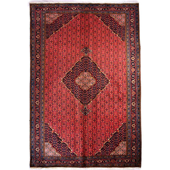 Ardabil Persian Rug 10'1" x 6'7" - Semi Antique Medallion Turquoise, White Hand Knotted | front view | SKU 112057