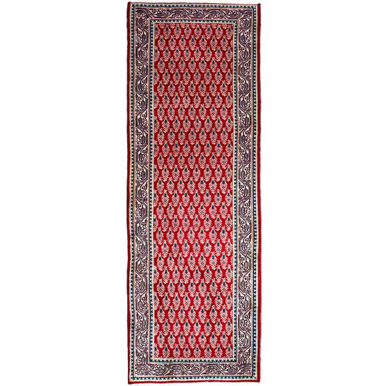 Tabriz Persian Rug 8'10" x 2'11" - Semi Antique Medallion Red, Cream Hand Knotted | front view | SKU 112142