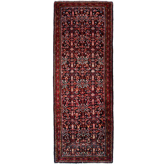 Arak Persian Rug 10'4" x 3'10" - Semi Antique Medallion Crimson, Red Hand Knotted | front view | SKU 112149
