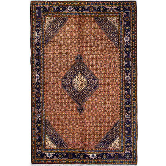 Ardabil Persian Rug 10'0" x 6'7" - Semi Antique Medallion Turquoise, White Hand Knotted | front view | SKU 112297