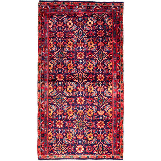 Veramin Persian Rug 7x4 ft - Semi Antique Vagireh Blue, Navy Blue Hand Knotted | front view | SKU 112669