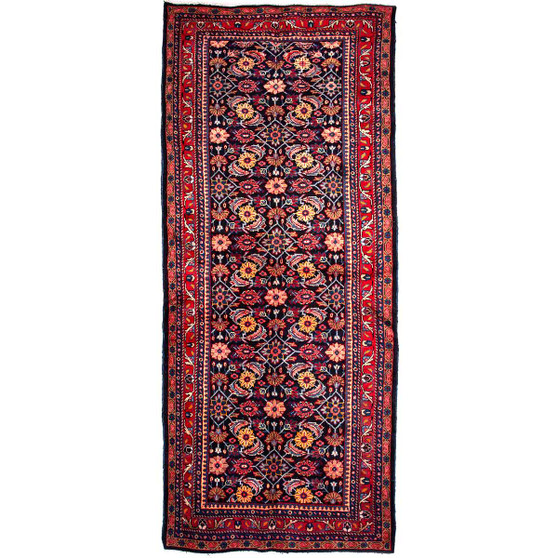 Arak Persian Rug 10'6" x 4'2" - Semi Antique Medallion Crimson, Red Hand Knotted | front view | SKU 112672