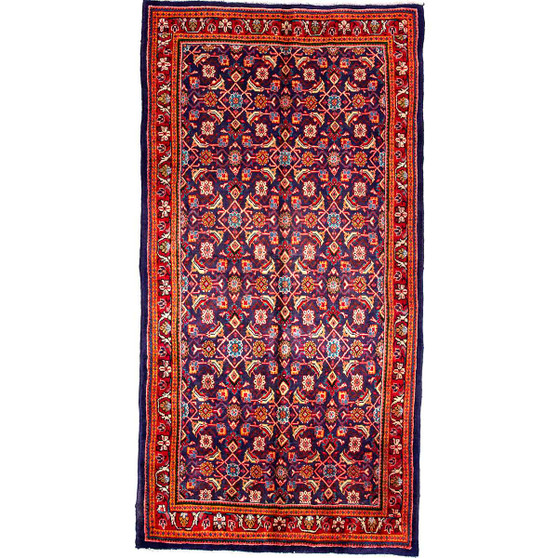 Arak Persian Rug 10'2" x 5'2" - Semi Antique Medallion Crimson, Red Hand Knotted | front view | SKU 112674
