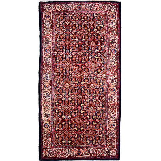 Arak Persian Rug 11x5 ft - Semi Antique Medallion Crimson, Red Hand Knotted | front view | SKU 112681