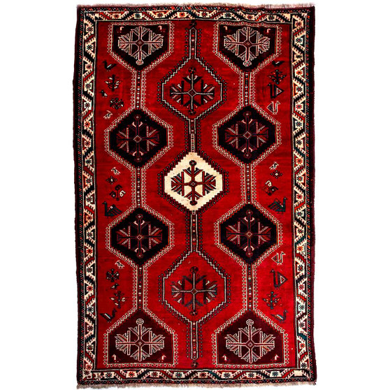 8' 4'' x 5' 1'' Shiraz Authentic Persian Hand Knotted Area Rug - 112734