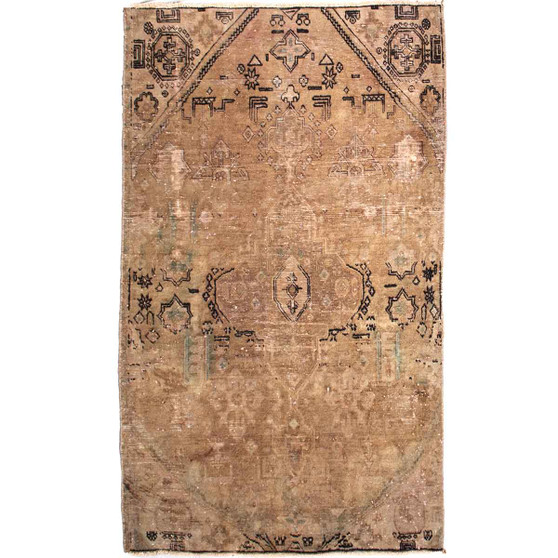 Tabriz Persian Rug 7'5" x 4'4" - Semi Antique Medallion Red, Cream Hand Knotted | front view | SKU 112836