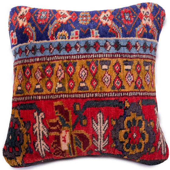 Ardabil Persian Rug 1x1 ft - Semi Antique Geometric, Composite Navy Blue, Red, Antique Gold Hand Knotted | front view | SKU 113008