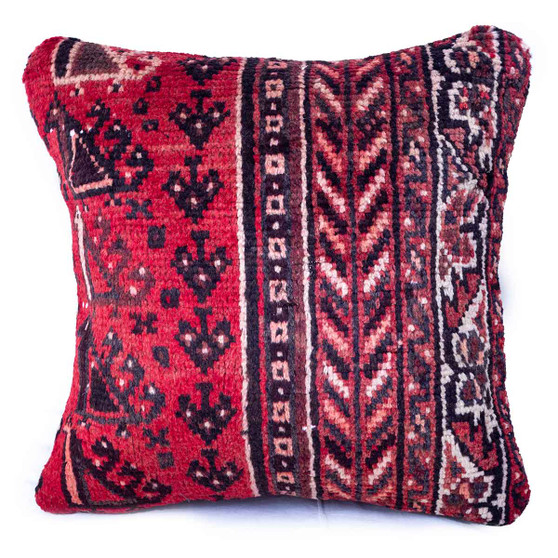 Shiraz Persian Rug 1'8" x 1'8" - Semi Antique Geometric Blue, Red Hand Knotted | front view | SKU 113035