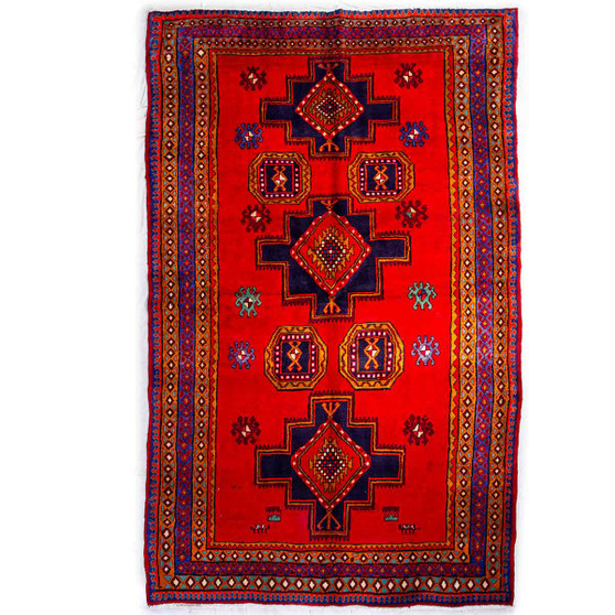 Ardabil Persian Rug 10x5 ft - Semi Antique Medallion Turquoise, White Hand Knotted | front view | SKU 112950