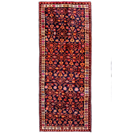 Ardabil Persian Rug 9'2" x 3'7" - Semi Antique Medallion Turquoise, White Hand Knotted | front view | SKU 112974
