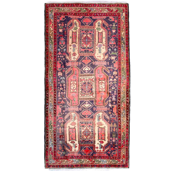 Ardabil Persian Rug 9'5" x 4'11" - Semi Antique Medallion Turquoise, White Hand Knotted | front view | SKU 112982