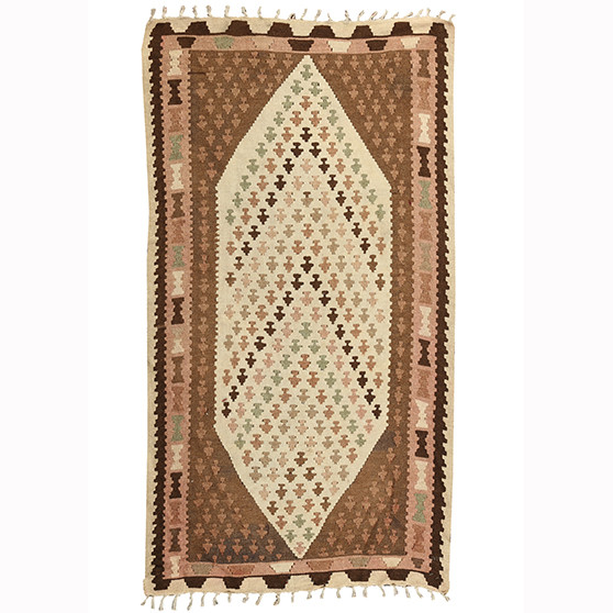 Ardabil Persian Rug 5'7" x 3'1" - Semi Antique Medallion Turquoise, White Hand Knotted | front view | SKU 110404