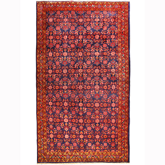 Mahal Persian Rug 10'2" x 5'10" - Semi Antique Medallion Ivory, Pink Hand Knotted | front view | SKU 110478