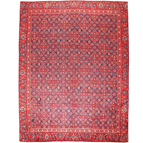 Arak Persian Rug 12'2" x 9'1" - Semi Antique Medallion Crimson, Red Hand Knotted | front view | SKU 111004