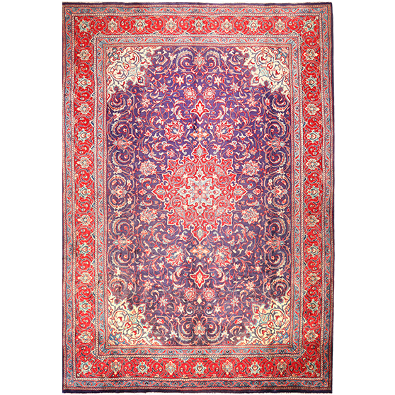 Arak Persian Rug 12'10" x 8'8" - Semi Antique Medallion Crimson, Red Hand Knotted | front view | SKU 111022