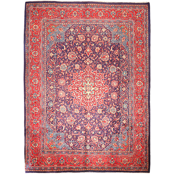 Arak Persian Rug 12'6" x 9'1" - Semi Antique Medallion Crimson, Red Hand Knotted | front view | SKU 111023
