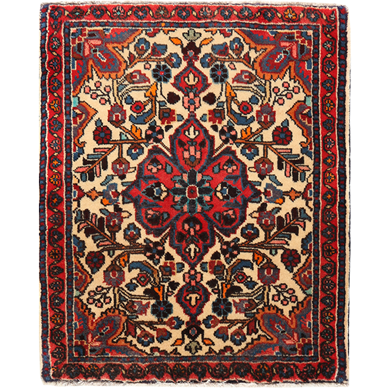 Arak Persian Rug 2x1 ft - Semi Antique Medallion Crimson, Red Hand Knotted | front view | SKU 111204