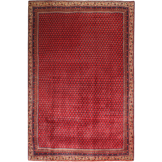 Arak Persian Rug 9'6" x 6'3" - Semi Antique Medallion Crimson, Red Hand Knotted | front view | SKU 111223