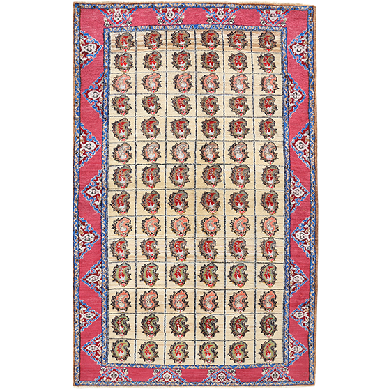 Nain Persian Rug 5x3 ft -  Medallion Cream, Beige Hand Knotted | front view | SKU 111357