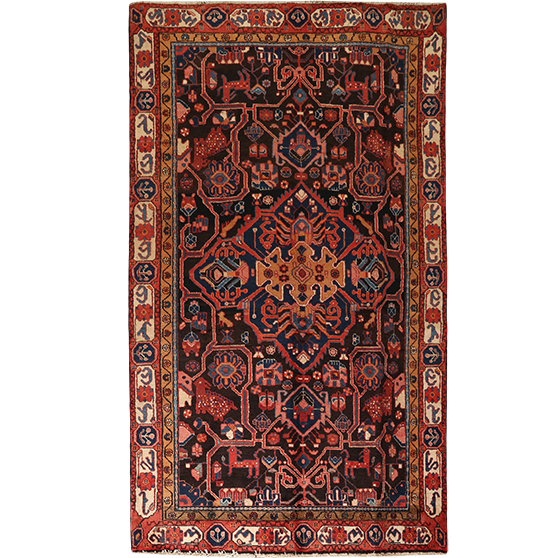 Tuyserkan Persian Rug 8'10" x 4'11" - Semi Antique Medallion Navy Blue, Blue Hand Knotted | front view | SKU 111372