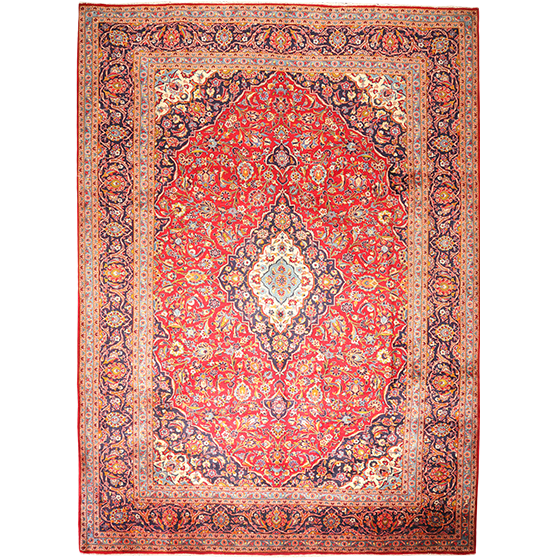 Ardakan Persian Rug 14x10 ft - Semi Antique Medallion Ivory, Beige Hand Knotted | front view | SKU 111623