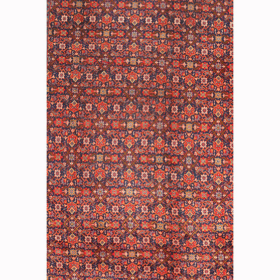 Arak Persian Rug 13x10 ft - Semi Antique Medallion Crimson, Red Hand Knotted | front view | SKU 111634