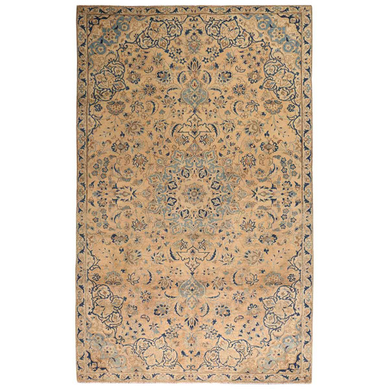 Najafabad Persian Rug 9'10" x 6'9" - Semi Antique Medallion Red, Beige Hand Knotted | front view | SKU 111640