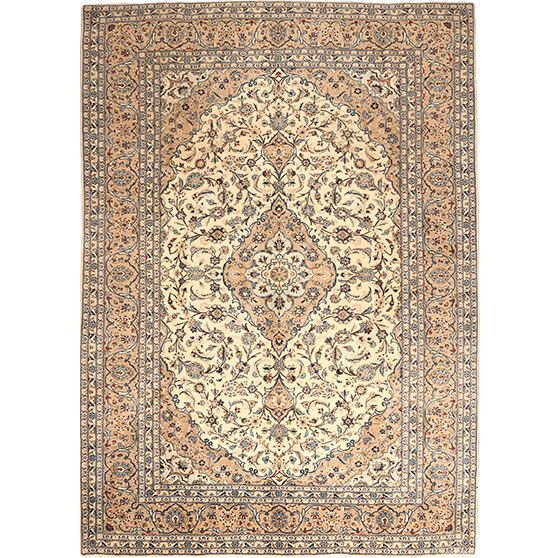 Ardakan Persian Rug 11'8" x 8'1" - Semi Antique Medallion Ivory, Beige Hand Knotted | front view | SKU 111662