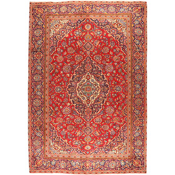 Ardakan Persian Rug 9'9" x 6'7" - Semi Antique Medallion Ivory, Beige Hand Knotted | front view | SKU 111670