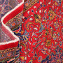 Mahal Persian Rug 12x10 ft - Semi Antique Shah Abbasi, Medallion (Toranj) Madder Red, Navy Blue, Burgundy Hand Knotted | texture detail | SKU 111721