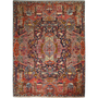 Kashmar Persian Rug 13'1" x 9'10" - Semi Antique Afshan Crimson, Ivory Hand Knotted | front view | SKU 111722