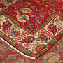 Tabriz Persian Rug 12x6 ft - Semi Antique Afshan All-Over, Shah Abbasi Madder Red, Cream, Navy Blue Hand Knotted | corner detail | SKU 111726
