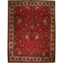 Tabriz Persian Rug 12'9" x 6'11" - Semi Antique Medallion Red, Cream Hand Knotted | front view | SKU 111726