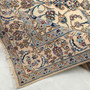 Tabas Persian Rug 9'10" x 6'7" - Semi Antique Medallion White, Blue Hand Knotted | texture detail | SKU 111800
