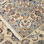 Tabas Persian Rug 9'10" x 6'7" - Semi Antique Medallion White, Blue Hand Knotted | corner detail | SKU 111800