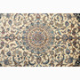 Tabas Persian Rug 9'10" x 6'7" - Semi Antique Medallion White, Blue Hand Knotted | pile detail | SKU 111800