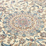 Tabas Persian Rug 9'10" x 6'7" - Semi Antique Medallion White, Blue Hand Knotted | back view | SKU 111800