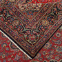 Kashan Persian Rug 11'1" x 7'10" - Semi Antique Medallion Crimson, Navy Blue Hand Knotted | corner detail | SKU 111802