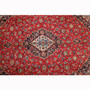 Kashan Persian Rug 11'1" x 7'10" - Semi Antique Medallion Crimson, Navy Blue Hand Knotted | pile detail | SKU 111802