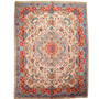 Kashmar Persian Rug 13x9 ft - Semi Antique Medallion (Toranj), Shah Abbasi Ivory, Crimson, Persian Blue Hand Knotted | front view | SKU 111803